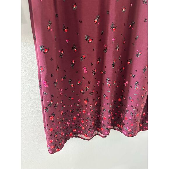 Old Navy Dress Women's XL Burgundy Floral Bell Sleeve Mini Feminine Boho Hippie - Picture 3 of 8